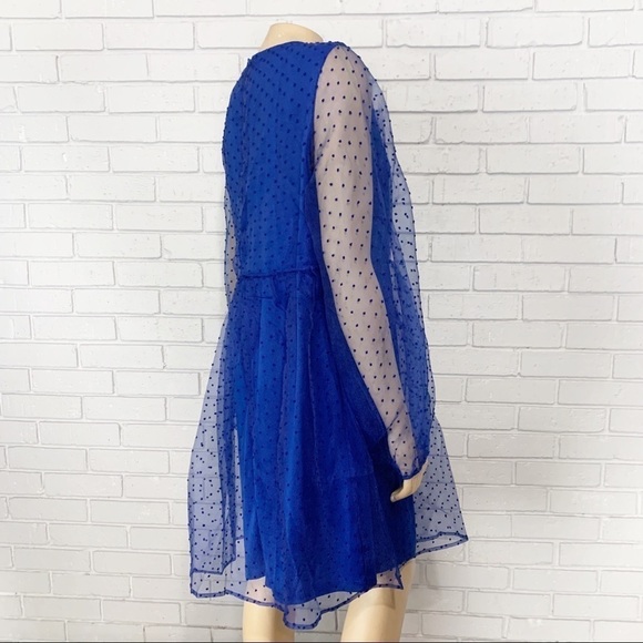 Vila Women’s Mazarine Blue Sheer Spot Smock Dress - Picture 9 of 16